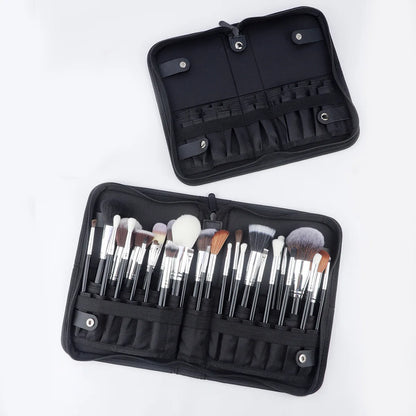 Large Black Foldable Makeup Bag 14-40 Hole Storage Organizer for Beauty Brushes Cosmetic Pouch with Handles