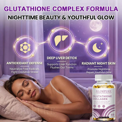 Glutathione Collagen Capsules for Skin Tone Support, Antioxidant, and Daily Beauty Care with Vitamin C L-Cystine Vegan, Natural
