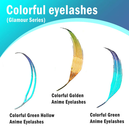 CoMango Christmas Color Fashion Glamorous Green Golden Spire Eyelash Extension Glitter Tinsel Lash Holographic Manga False Lash