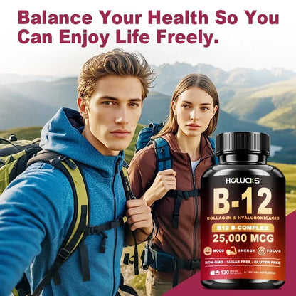 Vitamin B12 Capsules, with MSM, Marine Collagen, Support Mood & Mental Focus, Heart, Skin, Bone & Nervous System Health, Immune