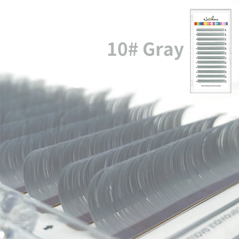 NATUHANA Ombre Blue Purple Color Eyelash Extension Individual Faux Mink Eyelashes Gradient White False Lashes