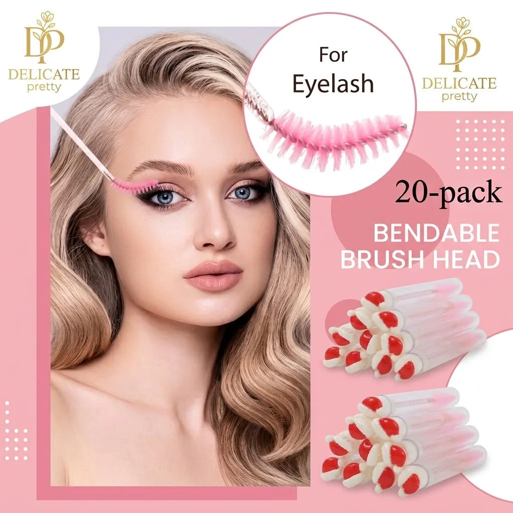 20Pcs Christmas Mascara Wand Eyelash Brushe Spoolies Eye Lash Extension Tool Makeup Accessories Xmas Gift for Women Random Style