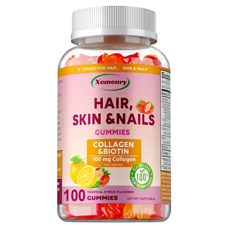 Hair, Skin & Nails Gummies - Supports Hair Growth, Strengthens Nails, Promotes Radiant Skin, Powerful Antioxidant