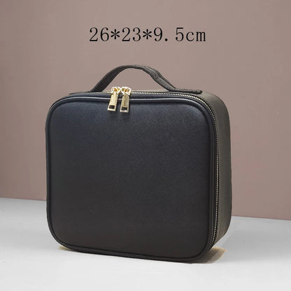 Waterproof PU Leather Cosmetic Bag Professional Large Capacity Storage Make Up Handbag Case Travel Toiletry Makeup Bag For Women
