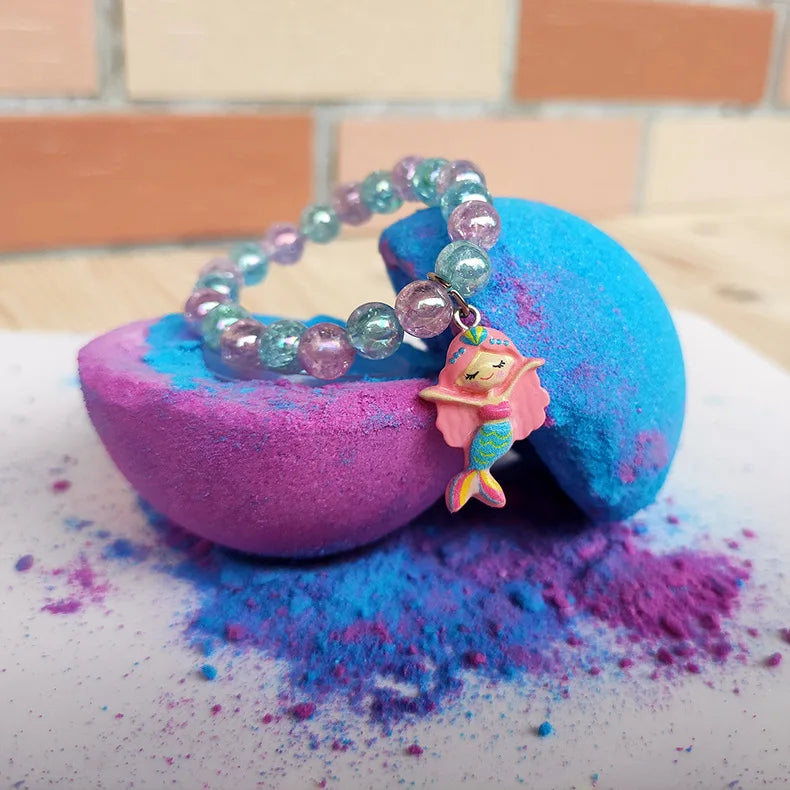Blind Box Bracelet Bath Salts Fizzies, Surprise Toy Inside, Spa Body Soak Gift
