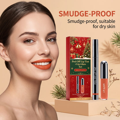 Christmas Peel Off Lip Tint Set Smudge Proof Easy Apply Nourishing Comfortable Wear Festive Long Lasting Lip Stain With Glaze