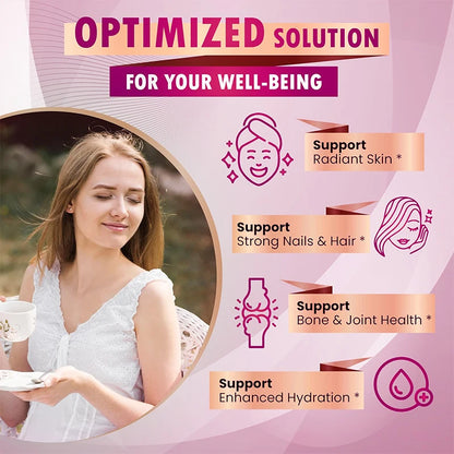 Collagen Complex Supplement with Biotin & Hyaluronic Acid, Hair Skin & Nails Support,Beauty Nutrition Formula for Skin Hydration