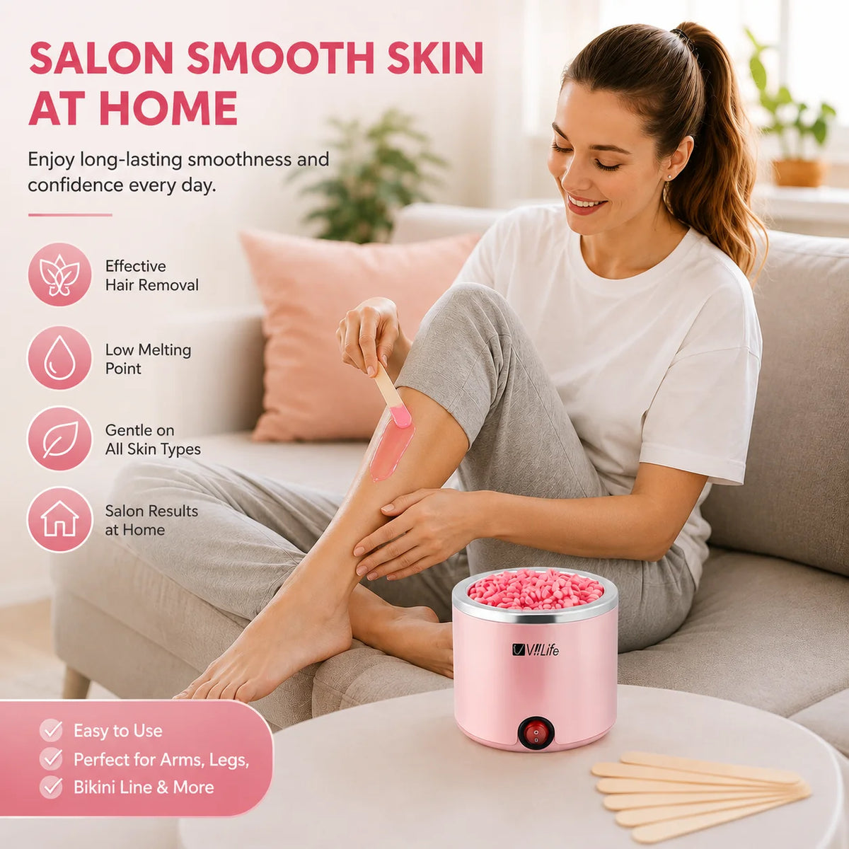 Waxing Kit Wax Warmer for Hair Removal Hard Wax Kit With 7.1oz 4 Bags Hard Wax Beans for Full Body, Legs, Face, Eyebrows, Bikini, Brazilian Waxing Kit for Women Men