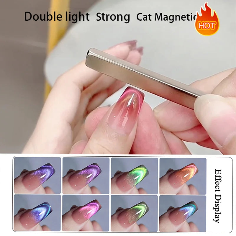 BORN PRETTY 10ml Rainbow Glass Cat Magnetic Nail Gel Polish Sparkling Double Light Reflective Glitter Colorful Laser Varnish