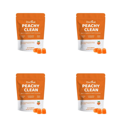 Docteat Peachy Clean Men's Digestive Health Gummies Prebiotic & Probiotic Blend Peach Flavor 60 Gummies Dietary Supplement
