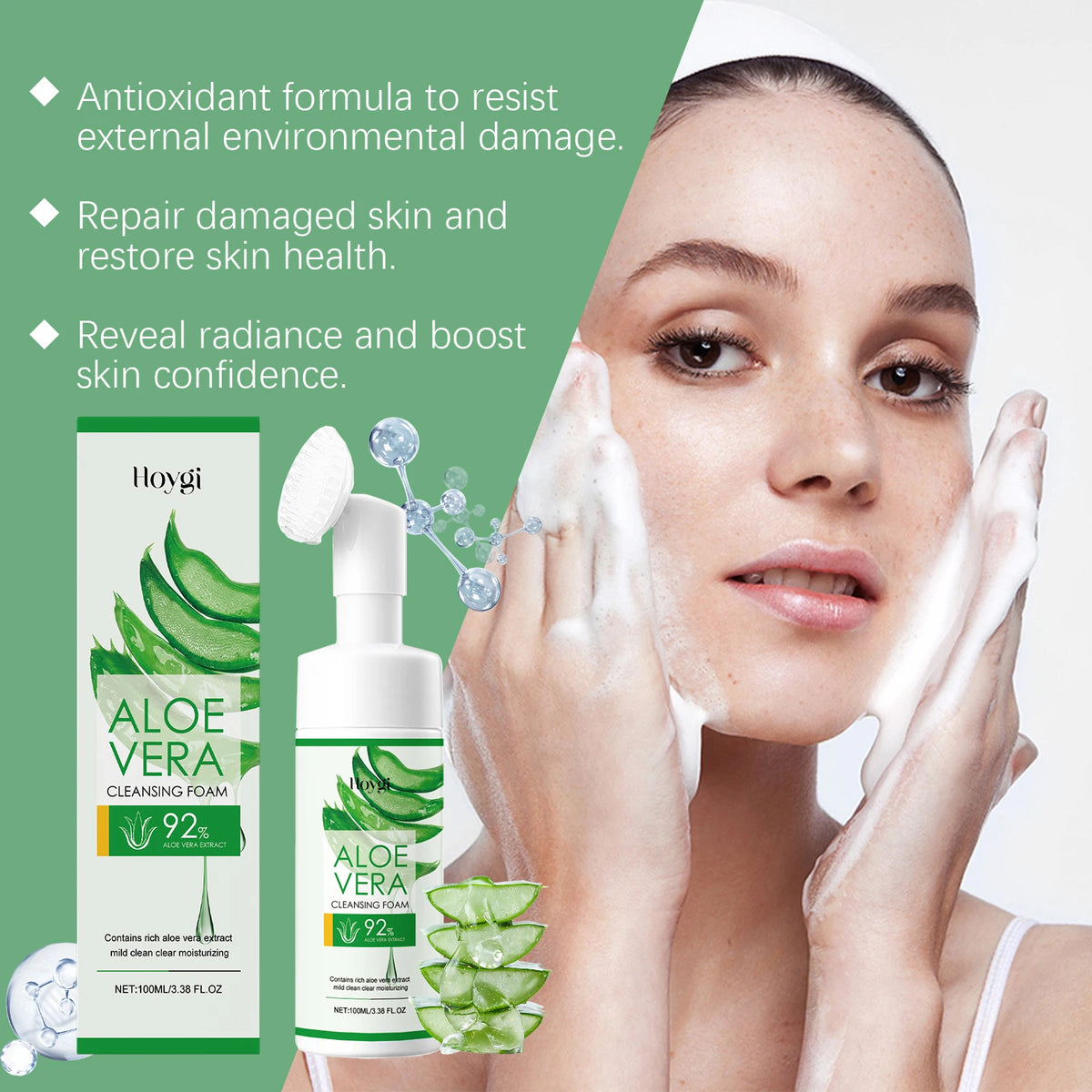 Aloe Cleansing Foam Gently Cleanses The Face Deeply Hydrates Pores Controls Oil Moisturizes And Is Comfortable Without Tightness