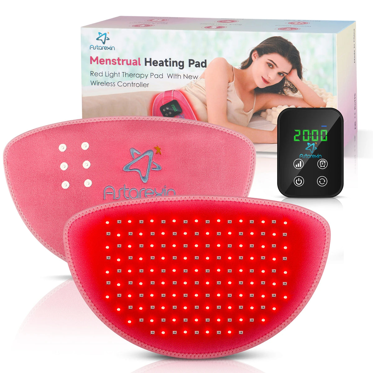 Astarexin 156 LEDs Red Light Infrared Therapy Menstrual Belt, Heating Pad for Period Cramps, Waist & Abdomen Pain Relief
