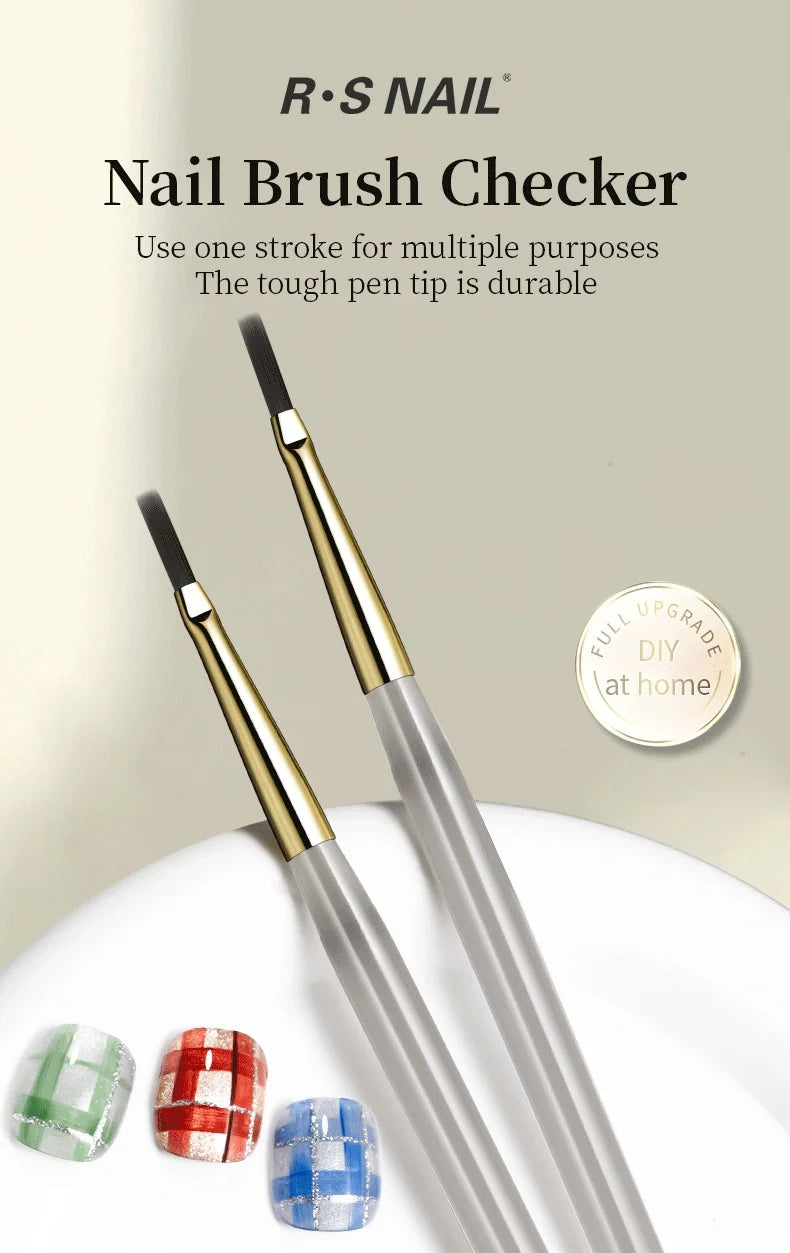 RSNAIL Nail Art Brush Checker Nail Drawing Painting Line Brush Nail Art Tool Acrylic Painting Brushes DIY Design Manicure Tools