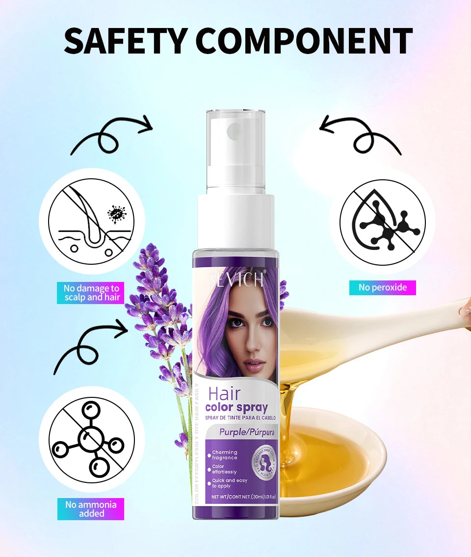 Sevich New Style Hair Color Spray One-Time Hair Color Instant Hair Salon Hair Care Styling Product For Men and Women 5 Color