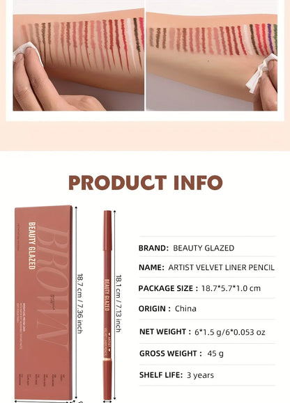 Beauty Glazed 6pcs Matte Nude Sponge Lip Liner Set  Long-Lasting Silky Waterproof Texture Multi-Function Makeup Pens