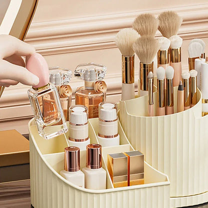 360° Rotatable Cosmetic Organizer Lipstick Makeup Brush Holder Desktop Cosmetic Display Cabinet for Dresser Living Room