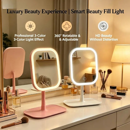 Touch Sensitive USB Rechargeable LED Vanity Mirror Multi Adjustable Lights Portable Cosmetic Mirror for Trip Home Beauty Makeup