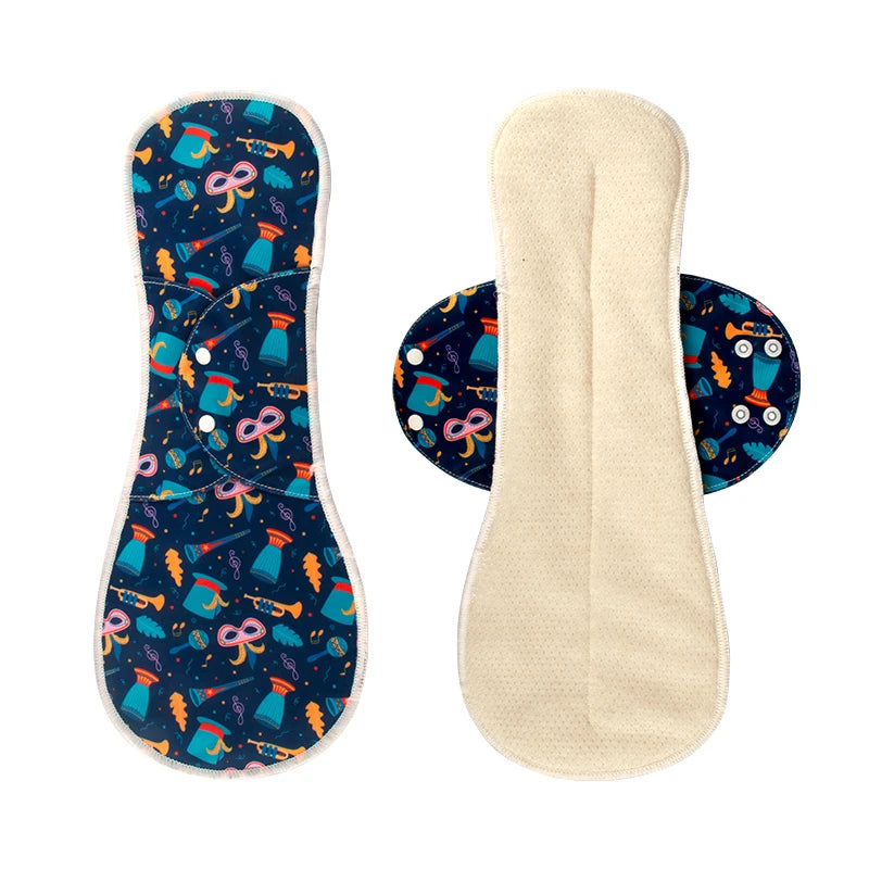 AIO Breathable Cloth Pads Soft Washable Feminine Panty Liners Sanitary Pads Napkin Daily Reusable Menstrual Hygiene Pads 2PCS