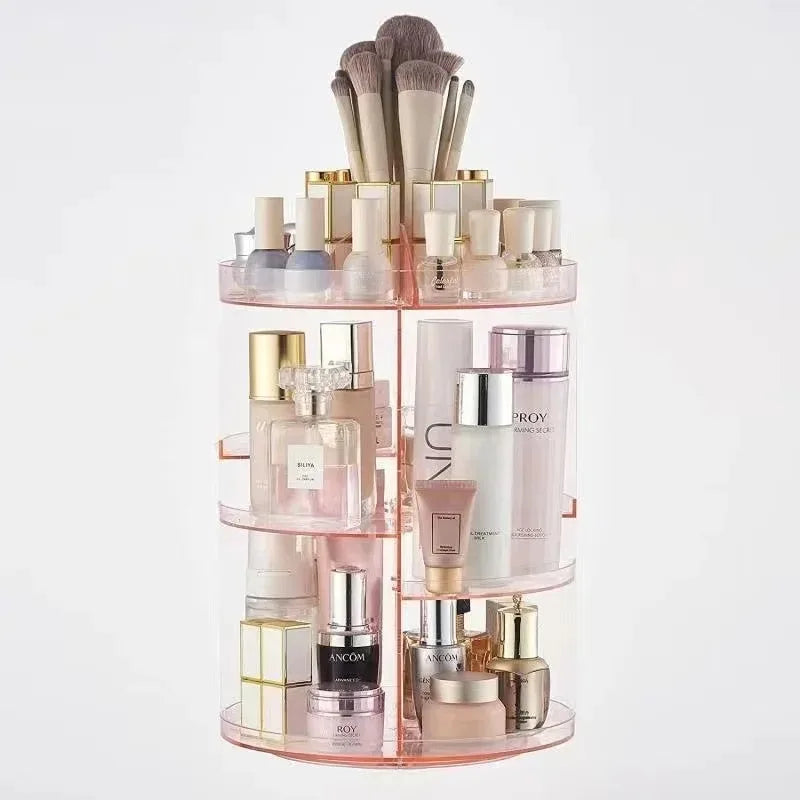360 Rotating Acrylic Cosmetic Organizer Transparent Multi-Layer Large Capacity Makeup Storage for Vanity Bathroom Desktop