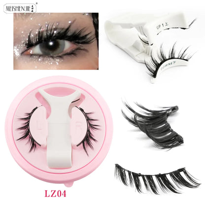 MEISHENJIE 1 Pair Magnetic Eyelashes Set Natural Mink Lashes Handmade Reusable Magnetic Eyelash Tweezers Kit Lash Makeup