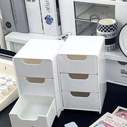 3-Tier Cosmetic Storage Box Organizer With Drawers Multifunctional Countertop Storage For Jewelry Makeup Brush Office Supplies