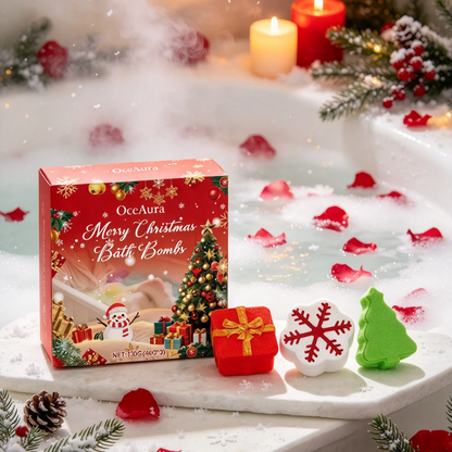 OceAura Christmas Bath Balls Holiday Gift Deep Cleaning Gentle Moisturizing Colorful Bubble No Residue Gift Box Bath Ball 120g