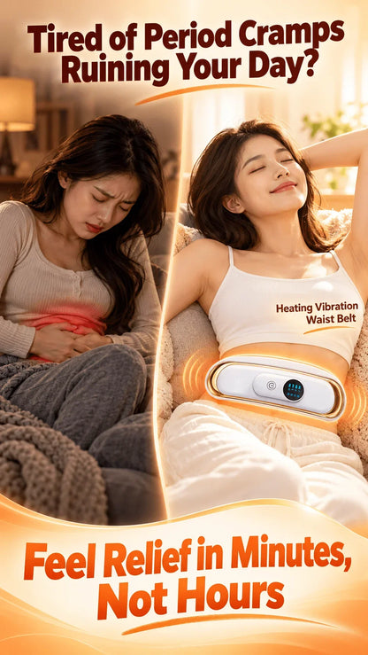 3 in 1 Heating Vibration Waist Belt Period Pain Relief Menstrual Cramp Massager for Lower Back Relax & Waist Shaping Aid