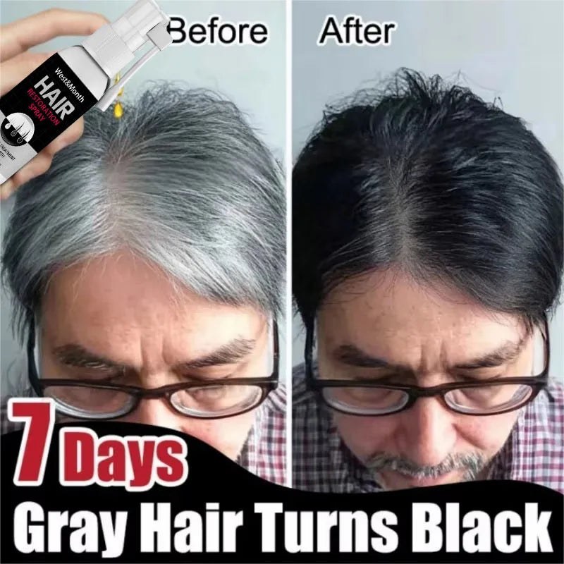Gray White Hair Treatment Serum Cover White Hairs To Black Natural Color Repair Spray Anti Loss Hair Restore Healthy Hair Care