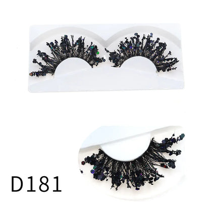 1 Pair Halloween Style Dreamy Sequins Glitter False Eyelashes Whole Strip Fluffy DIY Lashes Cosplay Stage Eye Makeup