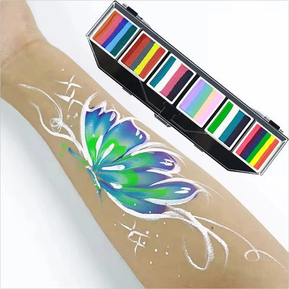 Professional Body Art 12 Colors Pastel Neon UV Color Rainbow Split Cake Face Paint Palette for Halloween Christmas