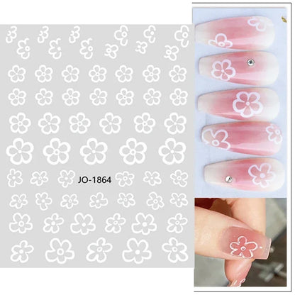 1pcs Sakura Flower 3D Nail Stickers White Cherry Blossom Nail Art Decals Spring Summer Adhesive Slider Decor Wedding Manicure