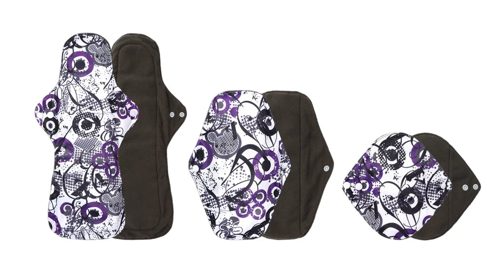 10Pcs Mixed 3 Sizes Reusable Cloth Menstrual Pads with Storage Bag, Washable Soft Sanitary Napkins Set.