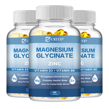 Magnesium Glycinate Supplement 500mg with Zinc,Vitamin D3 B6 High Absorption Support Muscle, Nerve, Joint and Heart Health