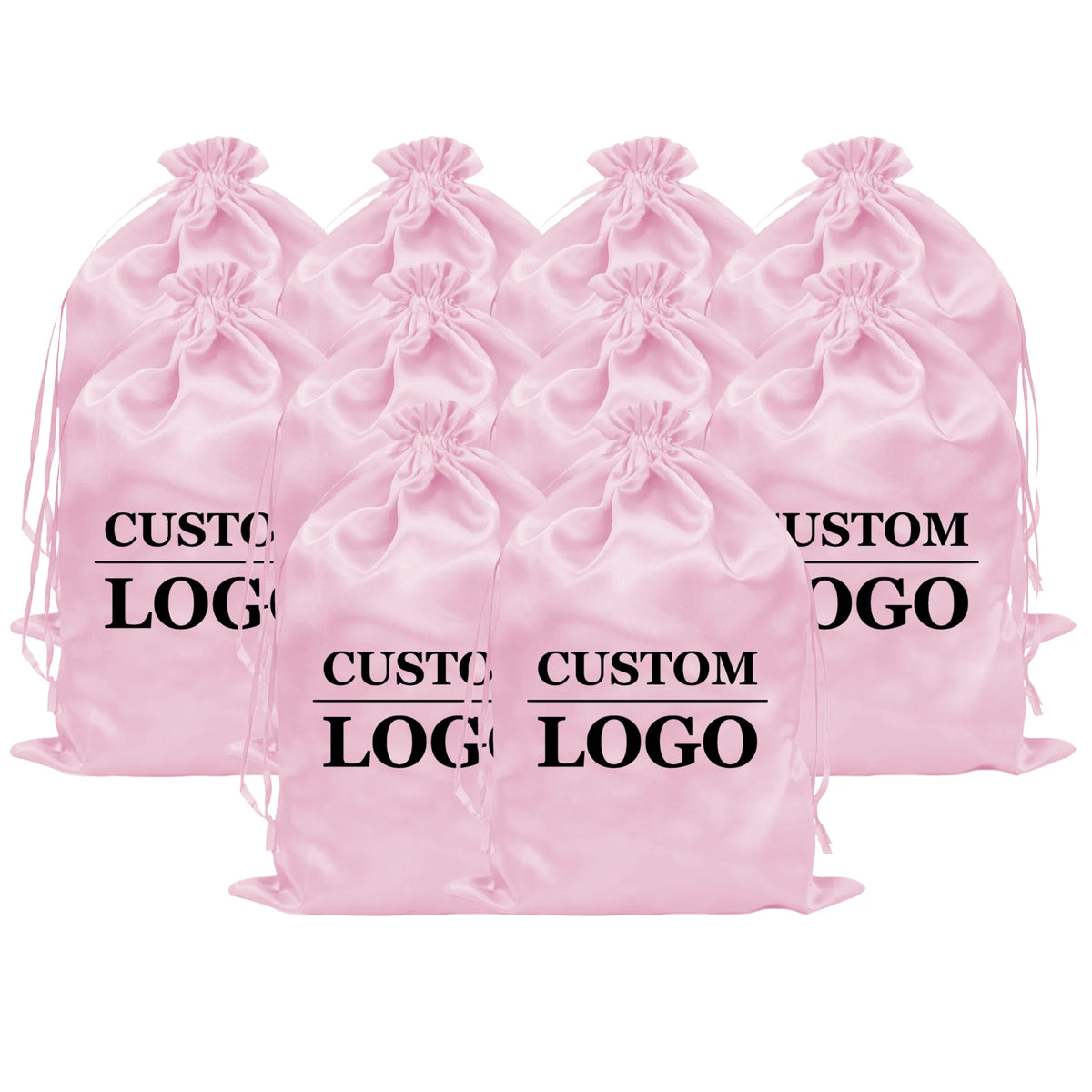10PCS Custom Satin Bags Hair Bags Luxury Goods Silk Packaging Drawstring Pouches Makeup Case Shoes Cloth Wigs Storage Bag