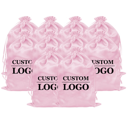 10PCS Custom Satin Bags Hair Bags Luxury Goods Silk Packaging Drawstring Pouches Makeup Case Shoes Cloth Wigs Storage Bag
