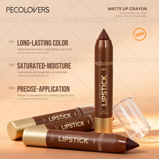 2PCS Tube Lip Oil & Brown Tube Lip Liner , Long-lasting Moisturizing, Lip Gloss Lipstick Set, Waterproof and Sweat-proof Non-stick Cup, Easy To Use, High Color Rendering, Suitable for Daily Use