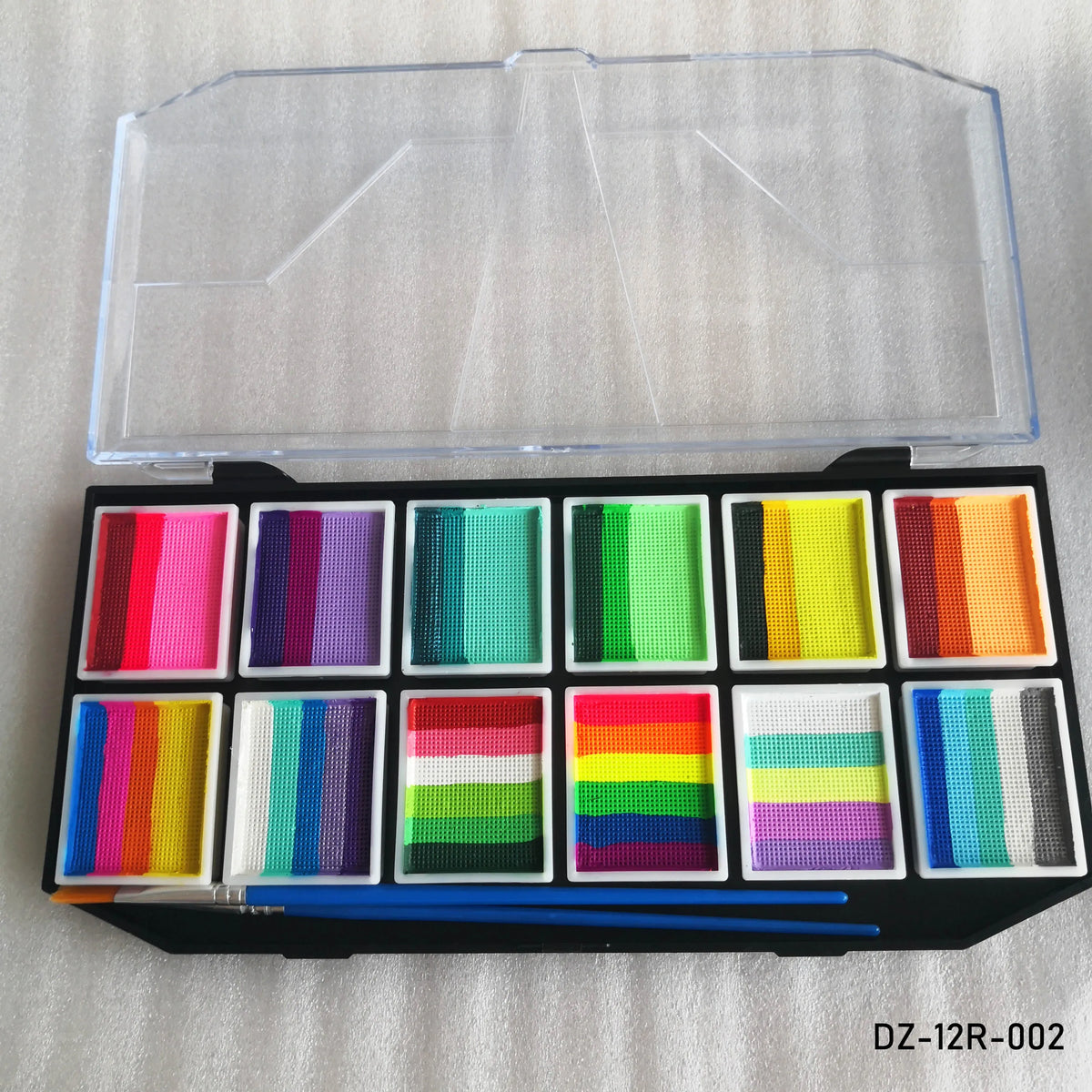 Professional Body Art 12 Colors Pastel Neon UV Color Rainbow Split Cake Face Paint Palette for Halloween Christmas