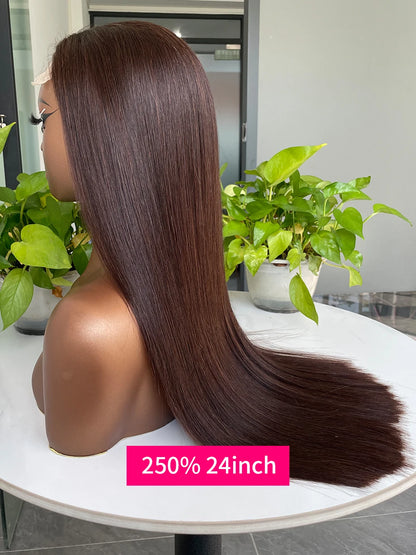 20 22 24 Inch 5x5 Transparent Bone Straight #2 Color 13x4 13x6 Lace Frontal Wig 250 Density Vietnamese Human Hair Wigs For Women