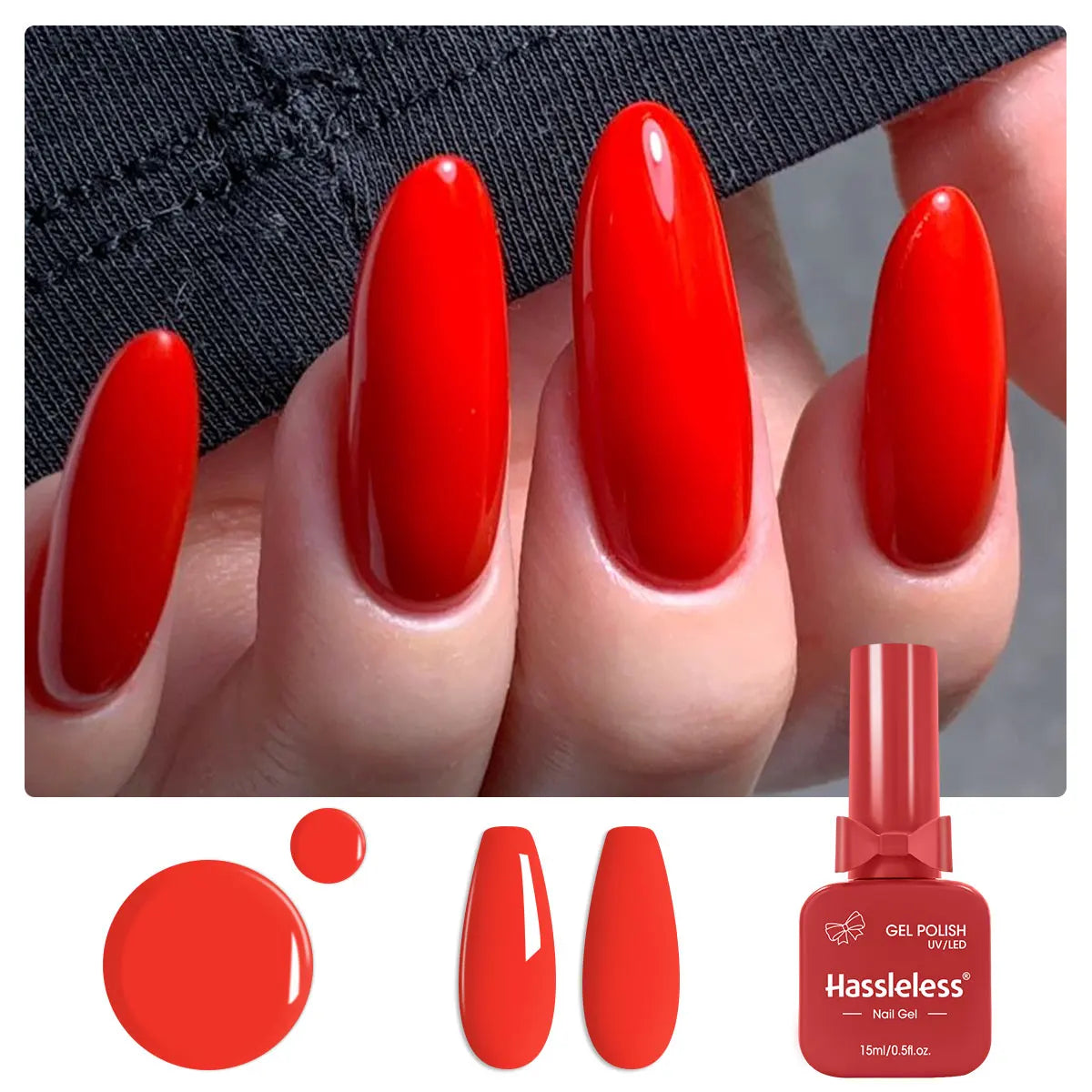 Hassleless 9-Piece Red Nail Polish Set, Presented in a Bow-Shaped Glass Bottle, Creates a Natural, Healthy Red Nail Polish. Quic