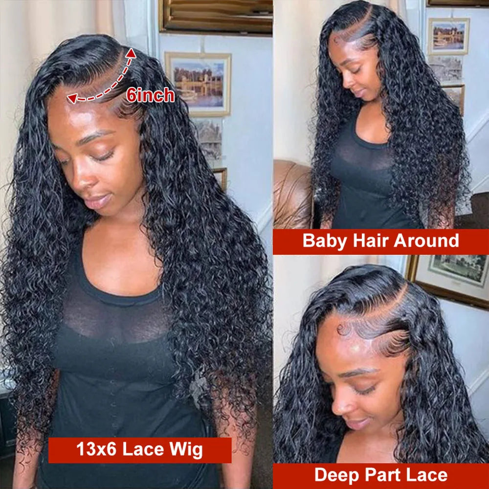 13x4 HD Deep Wave ≥98% Human Hair Wig Pre Plucked Lace Frontal Wig 13x6 360 Curly Transparent Lace Front Wig 4x4 5x5 Lace Wig