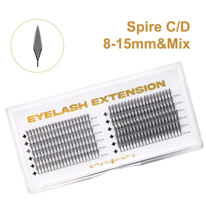 RUJADE Glitter Colored Feather Shape Premade Fan Lashes Eyelash Extension Manga Fairy Faux Lash Clusters For Christmas Makeup