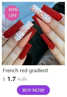 24Pcs Red Christmas Fake Nails Cute Santa Claus Reindeer & Snowflake Designs Artificial Nails Glossy Short Oval Press On Nails