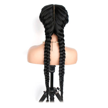 Double Dutch Braids Synthetic Cornrow Braided Wigs Braided Lace Front Wig for Black Women