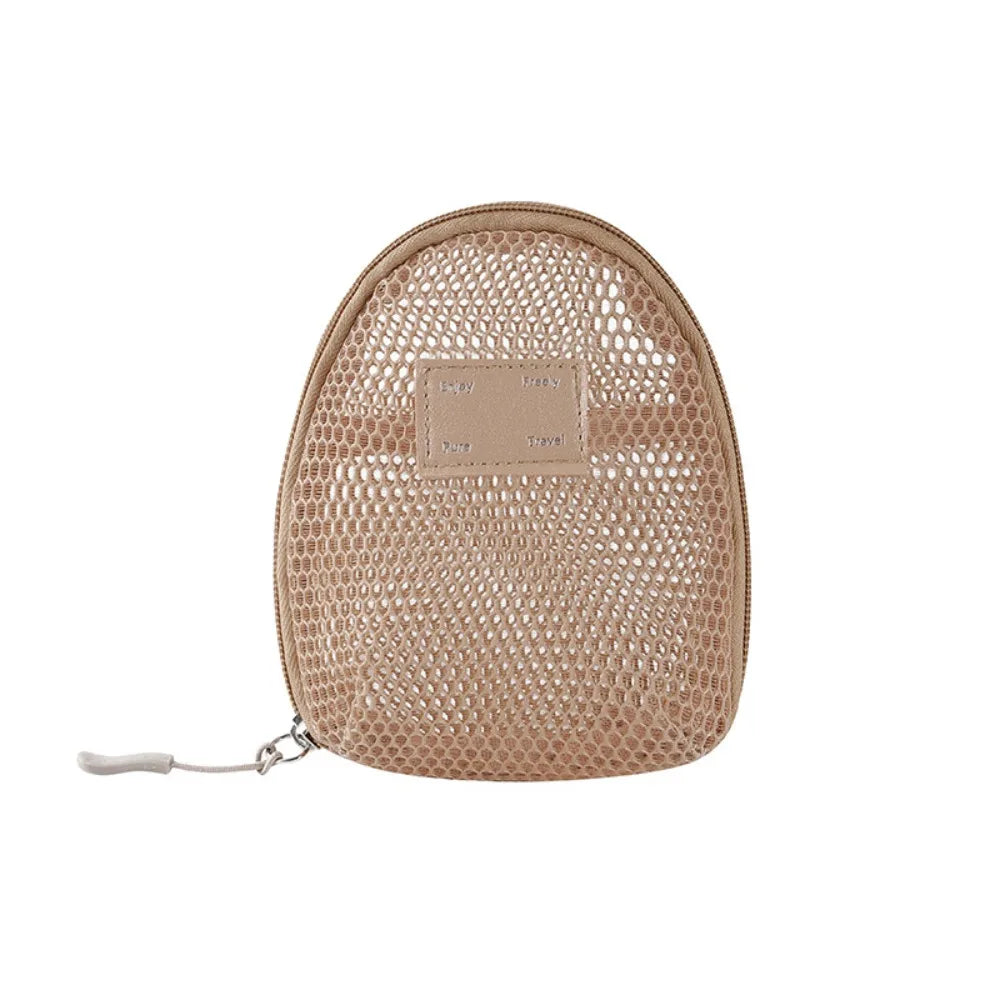 Casual Nylon Cosmetic Bag With Zipper Hand-held Mesh Makeup Bags Multipurpose Mesh Storage Pouch Women