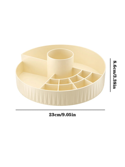 Rotating Cosmetic Storage Box, Multi - compartment Organizer for Lipsticks, Eyebrow Pencils & Brushes, Bathroom Skincare Storage