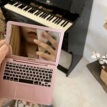 Mini Makeup Mirror Portable Laptop Mirrors Pocket Size Laptop Shaped Cosmetic Mirror Small Compact Folding Omputer Mirrors Gifts
