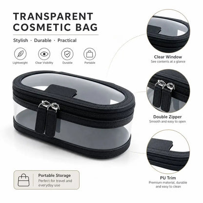 Toiletry Storage Case Transparent Cosmetic Bag Clear Window Double Zipper Cosmetic Organizer Portable Beauty Tools