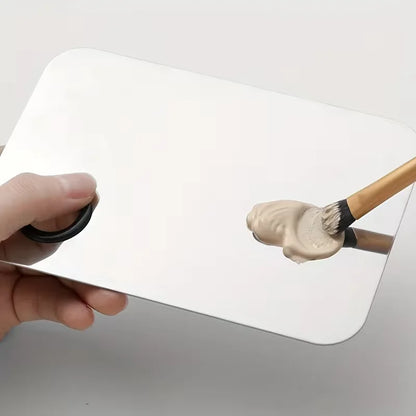 Stainless Steel Pro Makeup Mixing Palette - Seamless Blender for Foundation, Shadow & Cream - Hygienic Spatula, Durable & Easy