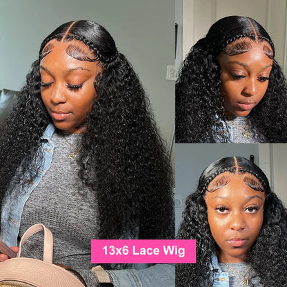 30 Inch Water Wave Curly Lace Frontal Wigs 13x6 HD Deep Wave Lace Frontal Wig 13x4 Lace Human Hair Wigs For Women On Sale