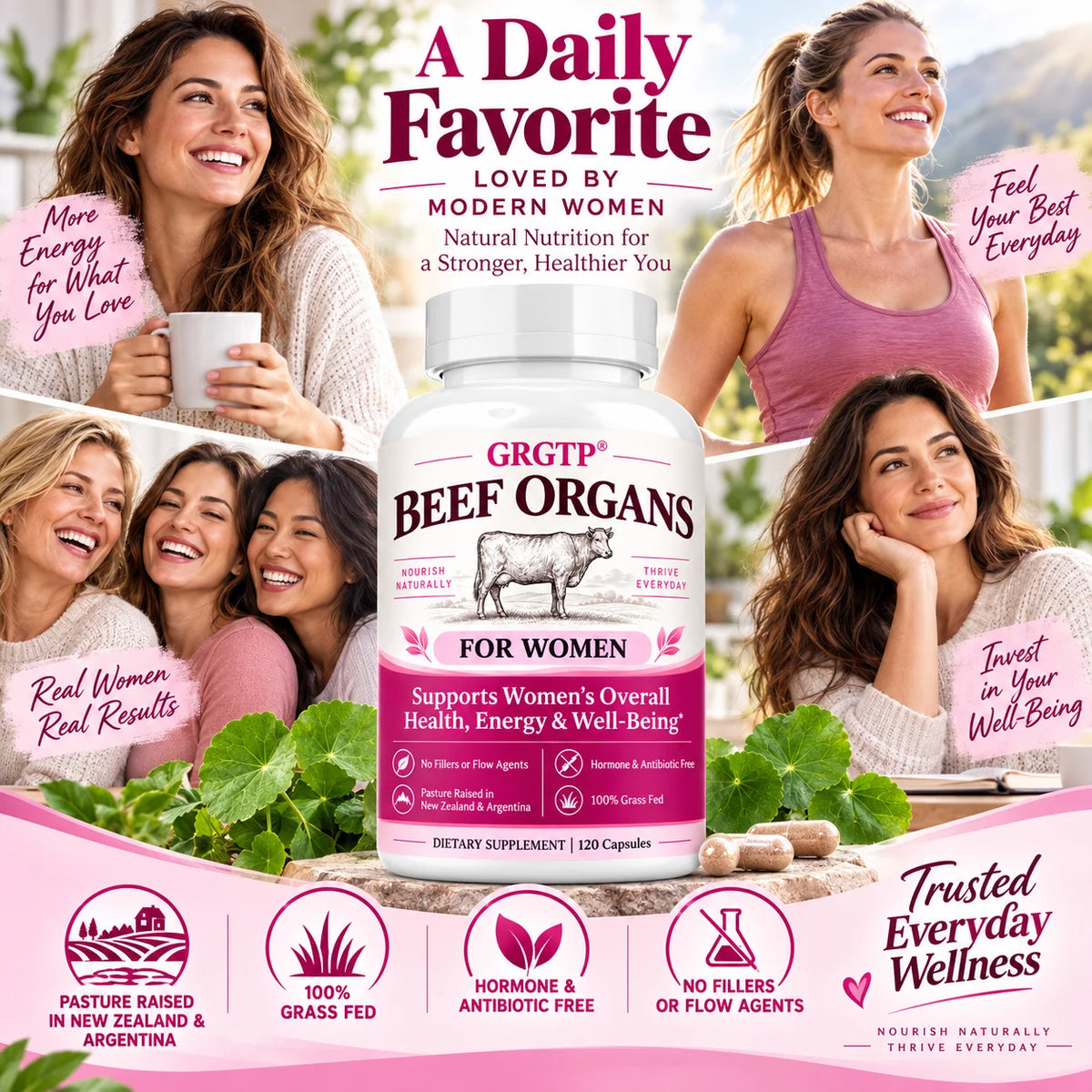 Beef Organs Supplement - Hormone Balance, Supports Women's Overall Health, Energy & Wellbeing, Promote Cellular Energy,Vitality
